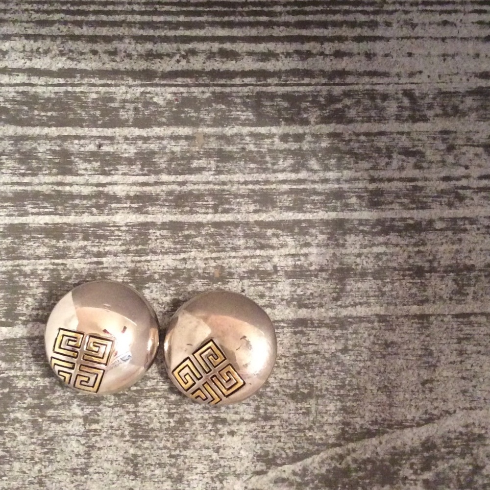 VTG Givenchy Button Stamped Clip Earrings